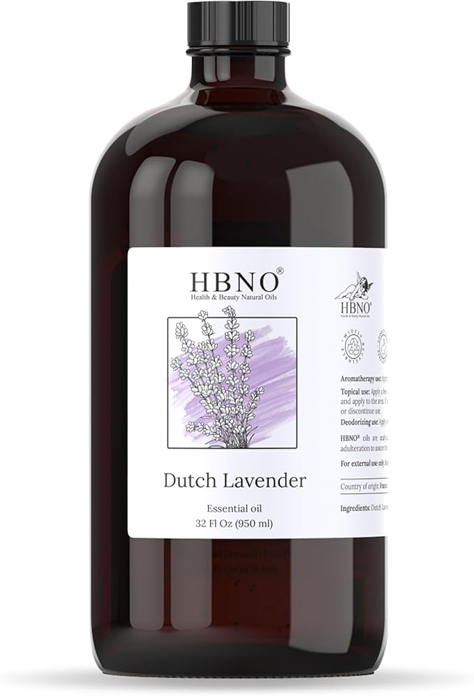 HBNO Lavender Dutch Oil - 32 oz (950 ml) Large Size - Ideal for Shampoos, Conditioners, Mouth Washes, Face wash, Lotions, and Skin Care Products (Glass Bottle). - Bloomnest