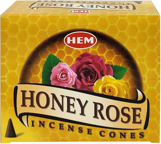 TRUMIRI Incense Cone Holder Bundle with Hem Honey Rose Incense Cones - Pack of 12 (Approx 120 Cones) TRUMIRI