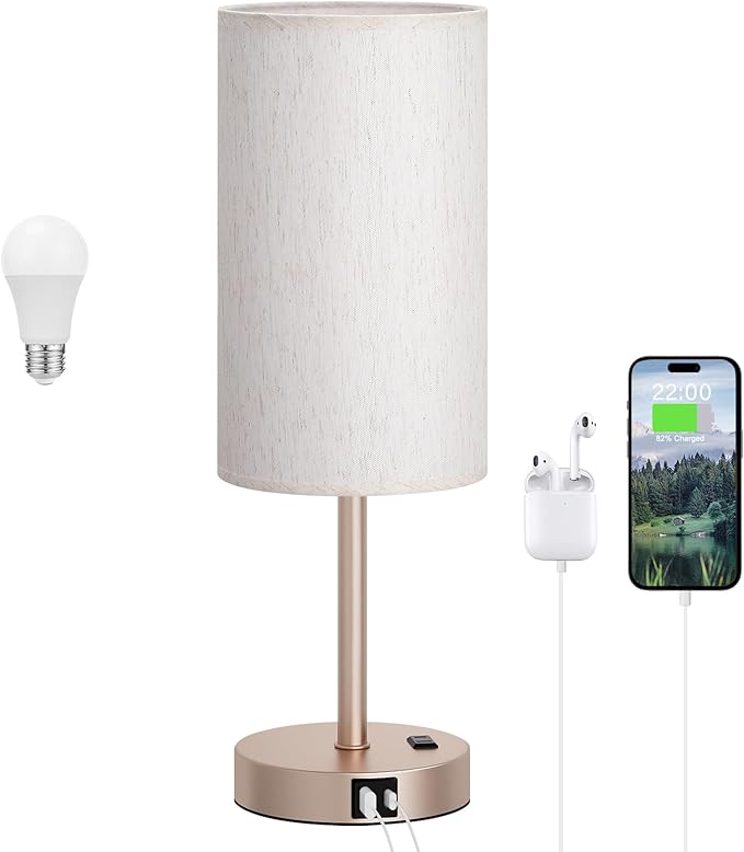 Dicoool Touch Bedside Table Lamp with USB - 3 Way Dimmable Lamp for Bedroom Nightstand, Desk Lamp with Charging Station for Dorm, Office, Living Room,Kids Room - Bloomnest