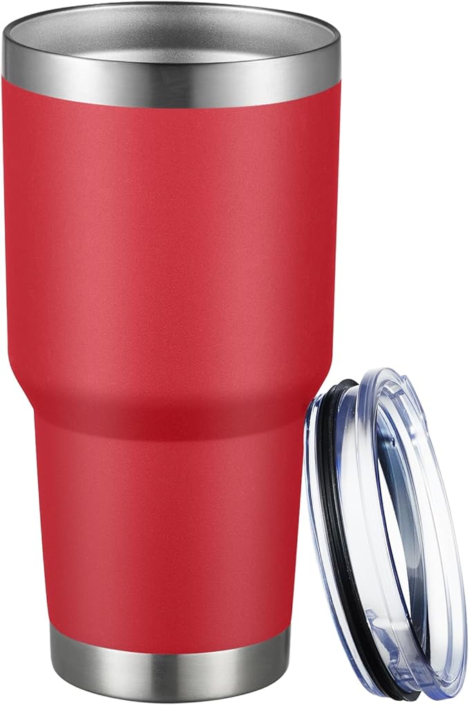 MEWAY 30oz Tumbler Double Wall Vacuum Insulated Travel Mug, Stainless Steel Tumbler with Lid, Durable Powder Coated Insulated Coffee Cup for Cold & Hot Drinks (Coral red,1 PACK) - Bloomnest