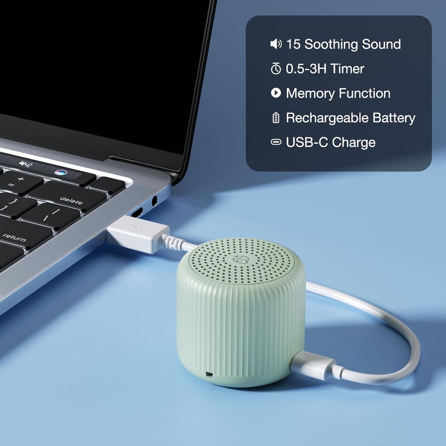 White Noise Machine Baby Portable Sound Machine,LEICEX Travel Sound Machine,15 Non-Looping Sound Timer and Memory Play, Mini White Noise Machine for Sleeping Office Travel （Mint）