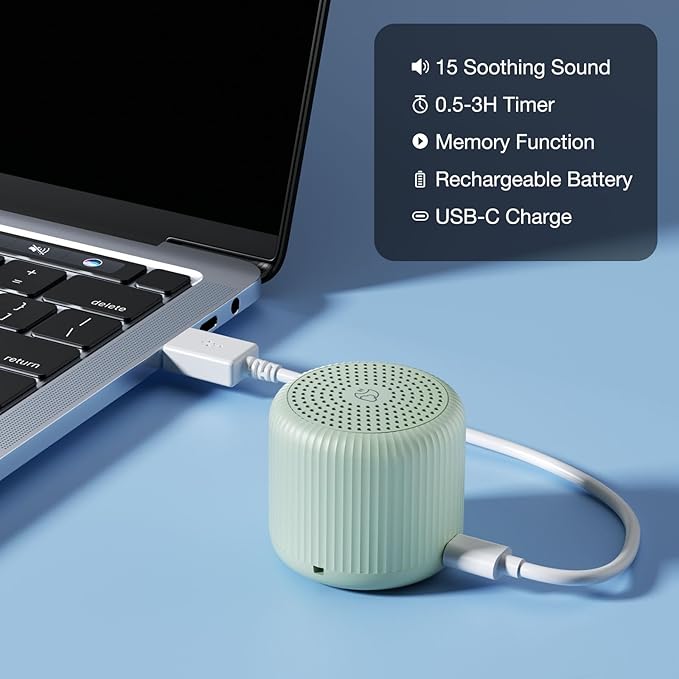 White Noise Machine Baby Portable Sound Machine,LEICEX Travel Sound Machine,15 Non-Looping Sound Timer and Memory Play, Mini White Noise Machine for Sleeping Office Travel （Mint） - Bloomnest