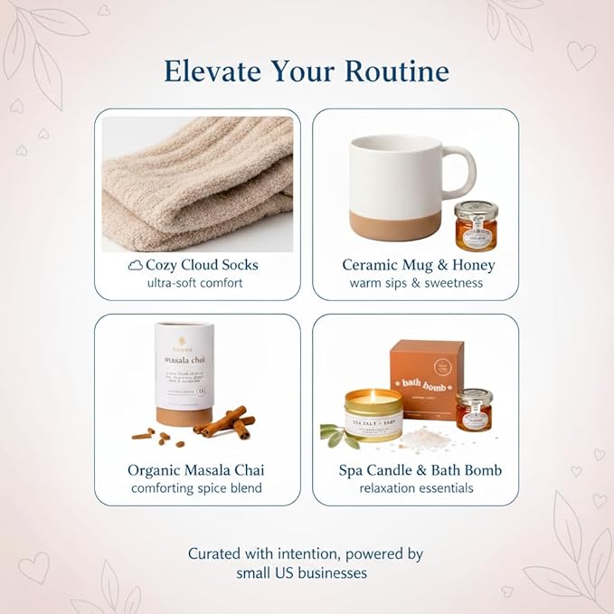 Unboxme Tea Gift Box Care Package - Get Well Soon Gifts for Women with Socks, Mug, Chai Tea & Honey - Sympathy, Thinking of You, After Surgery - Bloomnest