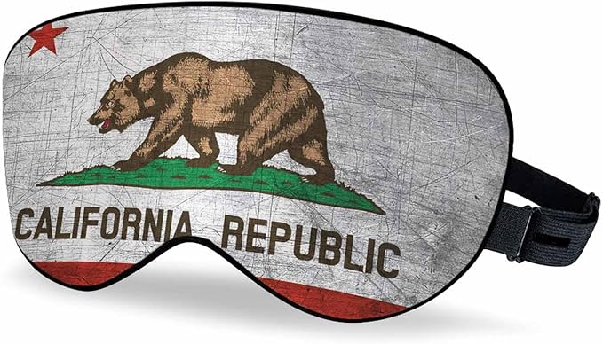 California Sleep Eye Mask Vintage Grunge Bear Flag Men Women Sleep Mask with Adjustable Strap Eye Cover Eye Shade for Travel, Nap,Meditation - Bloomnest