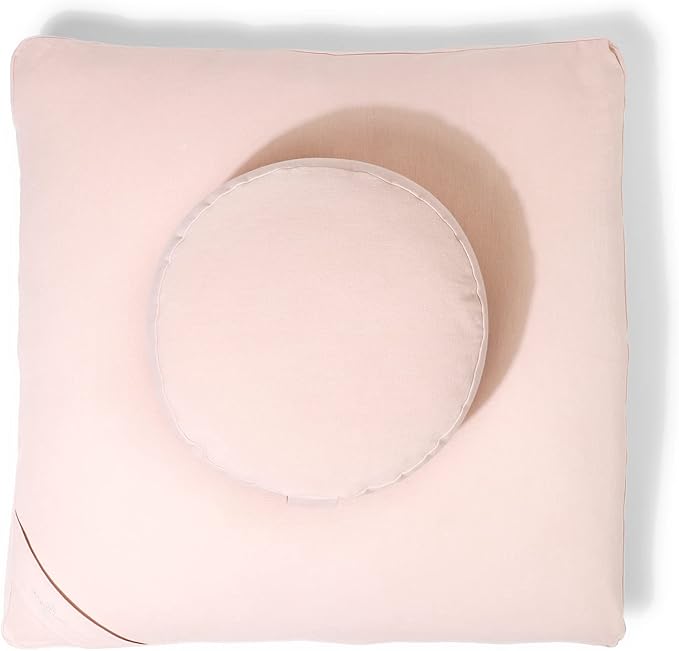 Meditation Cushion Set by renoo - Durable Comfortable Organic Cotton, Linen, Hemp - Modern Zafu Zabuton - Buckwheat Kapok Filled Floor Pillow Yoga Bolster in 15 Colors Washable Cover