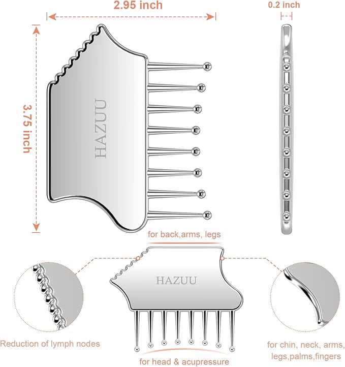 Portable Stainless Steel Scalp Massager - Guasha Scraping Tool for Head, Neck, Shoulders, Legs & Arms - Ideal for Soothing Relief (Comb Shape) Bloomnest