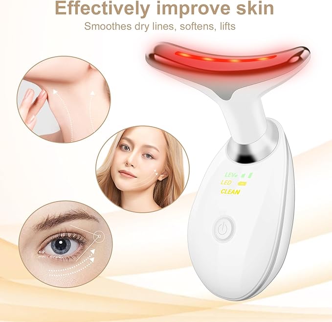 Face and Neck Massager,7 Color LED Facial Massager for Skin Care,Light Therapy for Face, Multifunctional Beauty Massager Tools - Bloomnest