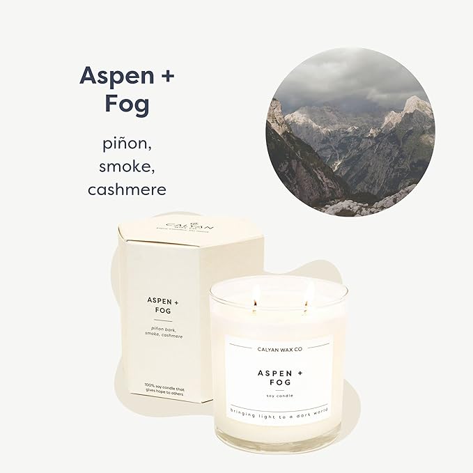 Calyan Wax Co. 2 Wick Candle, Aspen + Fog Scented Candle, 37 Hour Burn Time, Aromatherapy Soy Candles, Non Toxic & Vegan Soy Wax, Glass Tumbler Scented Candles, 8.8oz - Bloomnest