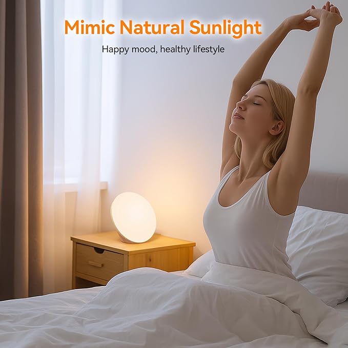 Light Therapy Lamp with 10000 Lux Sun Light & 670nm Red Night Light, Sleep Aid & Mood Boosting Lamp, 5 Color Temperatures, 5 Brightness Levels, 4 Timer Settings, Smart Touch & Remote Control - Bloomnest