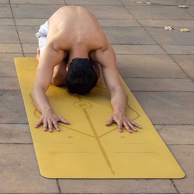 Liforme Original Yoga Mat – Free Yoga Bag Included - Patented Alignment System, Warrior-like Grip, Non-slip, Eco-friendly, sweat-resistant, long, wide, 4.2mm thick mat for comfort - Bloomnest