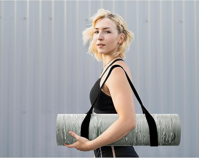 UMINEUX Extra Thick Yoga Mat, 2/5 Inch (10MM), Natural Rubber and TPE Non Slip Yoga Mats with Strap for Women Men, Eco Friendly Exercise Mat for Yoga, Pilates and Home Workout - Bloomnest