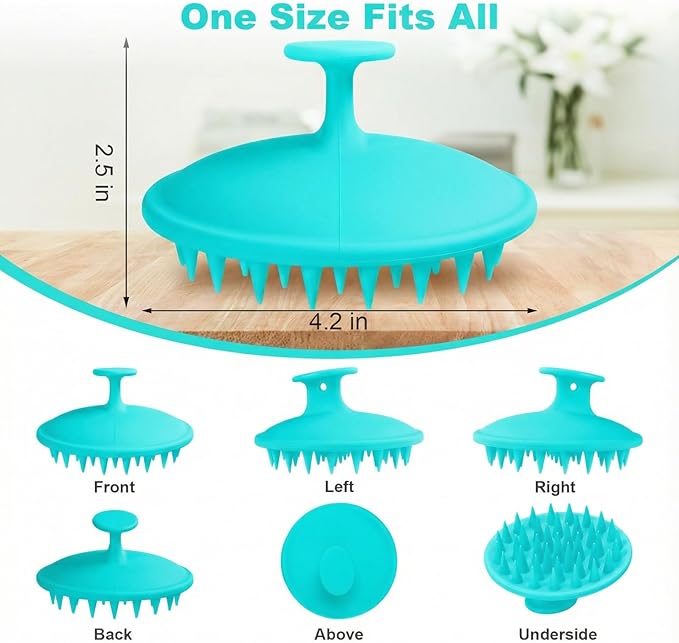 Meartchy Silicone Scalp Massager Shampoo Brush, Scalp Brush for Hair Growth & Dandruff Removal, Hair Scrubber Scalp Stimulator Exfoliator Brush with Soft Bristles for Wet Dry Scalp Care (Lake Blue) Meartchy