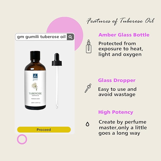 Tuberose Essential Oil, Home Fragrance Oil, Candle Scents Soy Wax Candle Making, Freshie Scents Oils for Soap, Dryer Balls, Diffusers, Laundry, Slime -3.38 oz /100ml - Bloomnest