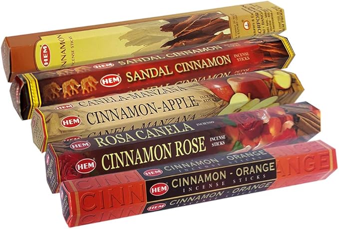 Hem Incense Sticks Variety Pack #8 and Incense Stick Holder Bundle with 5 Cinnamon Based Fragrances - Bloomnest