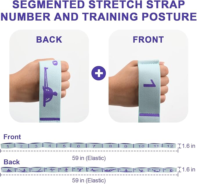 Elastic Yoga Stretching Strap with Loops, CEILIWEN Stretch Straps For Physical Therapy, Pilates Stretch Band, Elastic Exercise Bands, Leg Stretching Strap, Stretch Resistance Bands For Exercise - Bloomnest