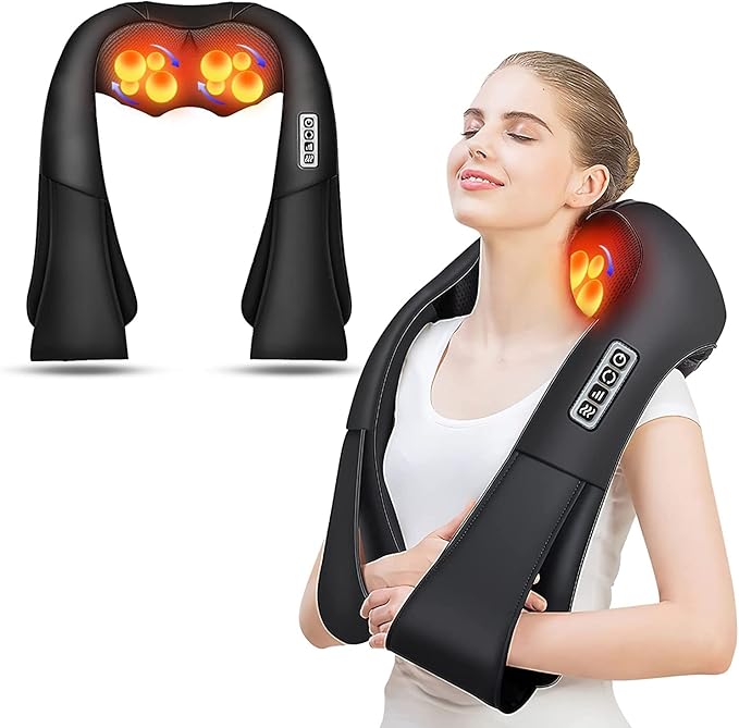 AERLANG Shiatsu Back and Neck Massager, Back Massager Deep Tissue Kneading Neck and Shoulder Massage with Heat, Electric Massage Pillow Fathers Day Gift Ideas from Daughter Son(NOT Cordless)