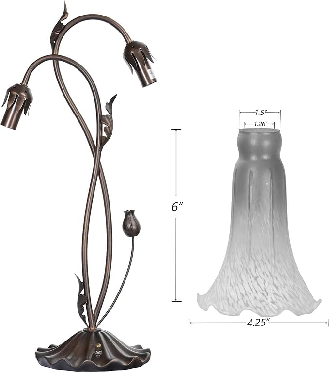 Bieye L10698 Lily Flower Blown Glass Accent Table Lamp for Living Room Bedroom Decoration (2-Light, Orange) - Bloomnest