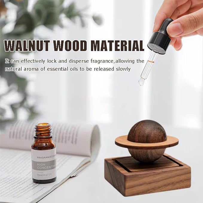 Wood Essential Oil Diffuser,Planet Walnut Aroma Therapy,Passive Diffuser for Desk Table Home Office Car Wardrobe Yoga Hall and SPA, Thoughtful Gifts for Yoga Meditation - Bloomnest