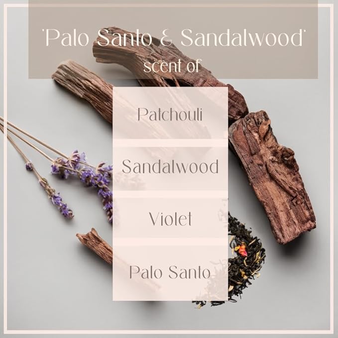 Palo Santo & Sandalwood Natural Soy Wax Scented Candle – Crafted in USA, Seattle – Gift for Birthday, Meditation, Home, Spa – Aroma Candle for Relaxing – Aromatherapy Scented Candles for Women & Men VivaWorkshop