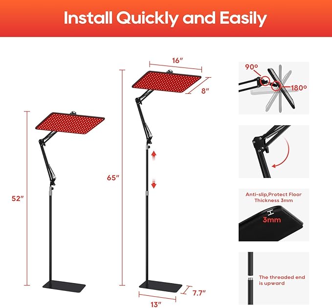 Red Light Therapy for Body and Face, 660nm 850nm 940nm Infrared Redlight-Therapy Lamp Device with Large Panel and Stable Stand at Home, Idea Gift for Women Wife Mom Sister Girlfriend BEICHEN