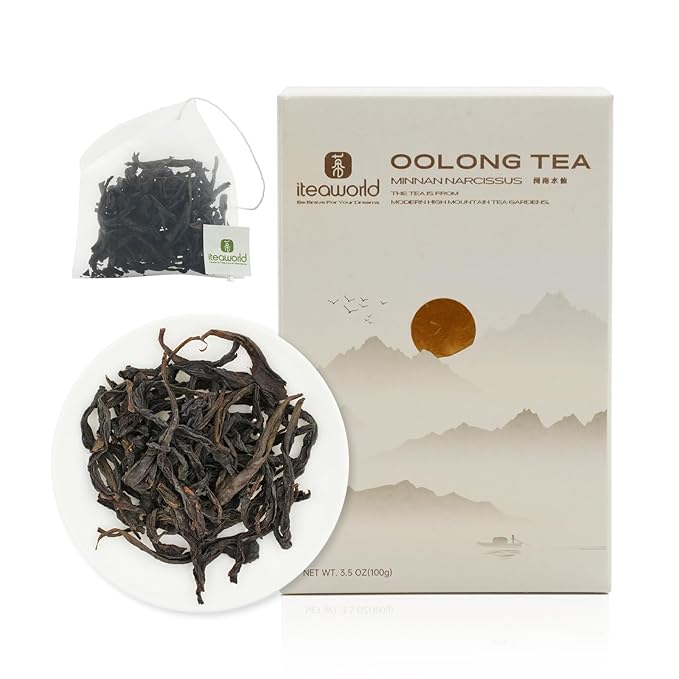 iTeaworld Minnan Narcissus Oolong Tea - Oolong tea loose leaf Chinese Tea, Long-Lasting Aftertaste Oolong Tea Whole Tea leaves for Health with 20 Empty Tea Bags, 3.5OZ - Bloomnest