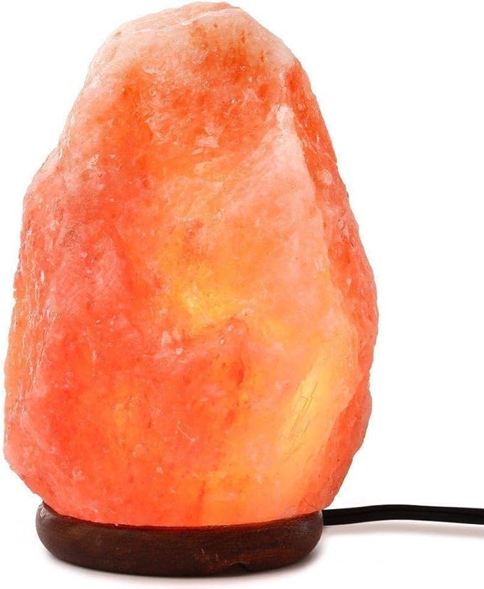 Himalayan Dimmable, Natural Himalayan Crystal Rock Salt Lamp Pink Light, Hand Crafted Wooden Base Direct from Foothills of The Himalayas Home Decor, Night Light & Gifts