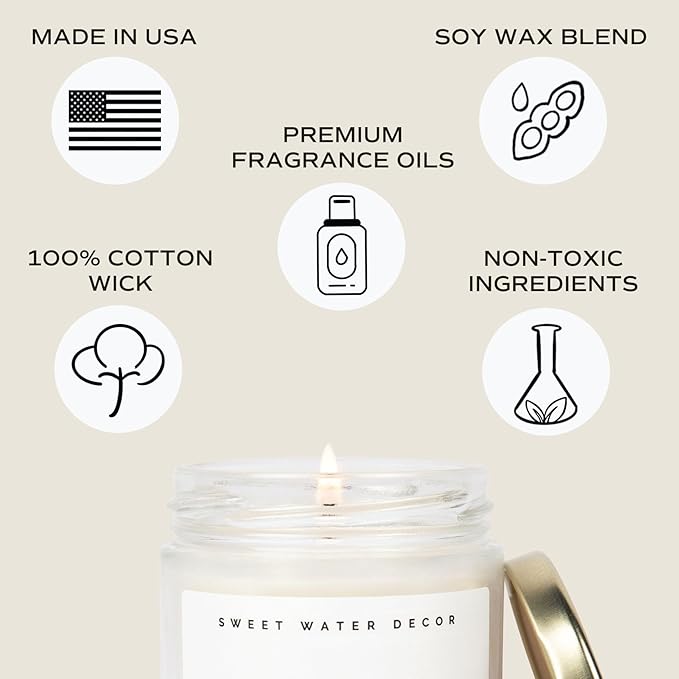 Sweet Water Decor Christmas Candle | Cinnamon, Trees, Orange, and Clove Scents | Christmas Candles and Decor for Home | 9oz. Clear Jar Soy Candle, Made in The USA - Bloomnest