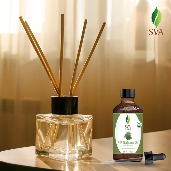 SVA Fir Balsam Essential Oil Organic – 4 Fl Oz – 100% Natural Organic Fir Oil - for Diffuser, Hair Care, Face, Skin Care, Aromatherapy, Scalp and Body Massage, Soap and Candle Making – with Dropper - Bloomnest