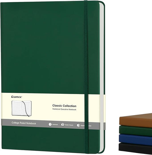 COMIX B5 Lined Journal Notebooks, 240 Pages, 6.9 x 9.8 Inches, Dark Green, Hardcover Journaling Notebooks for Men & Women- Fits for Office, Business, School, Notes Taking & Writing - Bloomnest