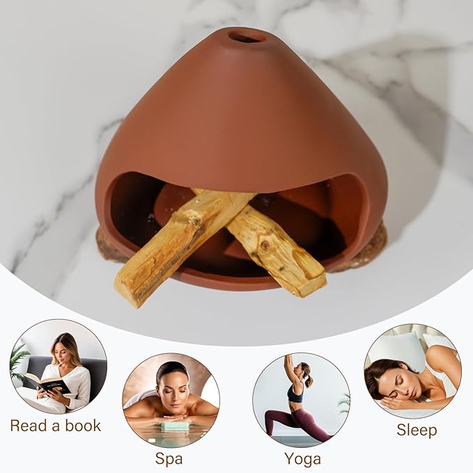Terracotta Zongzi Palo Santo Holder–Elegant Sage Cone Incense Dish for Zen Meditation Altar, Energy Cleansing&Yoga Spa–Perfect for Mindfulness, Aromatherapy, Stress Relief&Spiritual Decor Gift MOUGIGI
