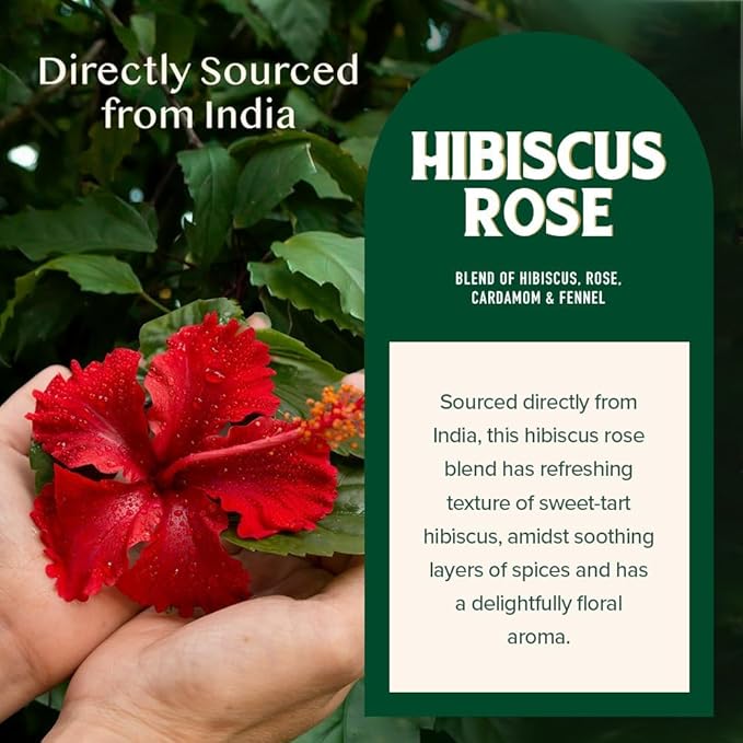 VAHDAM, Hibiscus Rose Tea Bags - 100% Whole Hibiscus Flowers Herbal Tea Bags (100 Count) With Rose, Chamomile & Exotic Spices | Caffeine Free, Floral Flavor Tisane | Resealable Ziplock Pouch - Bloomnest