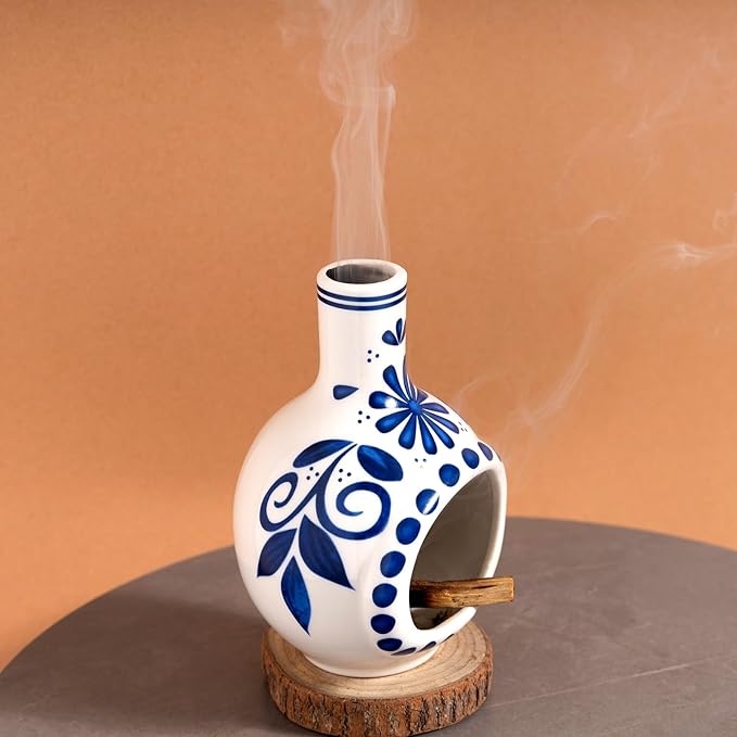 Handmade Ceramic Palo Santo Holder Burner - Mini Chimenea Incense Dish for Palo Santo and Sticks - Sage Holder for Meditation Decor - Bloomnest
