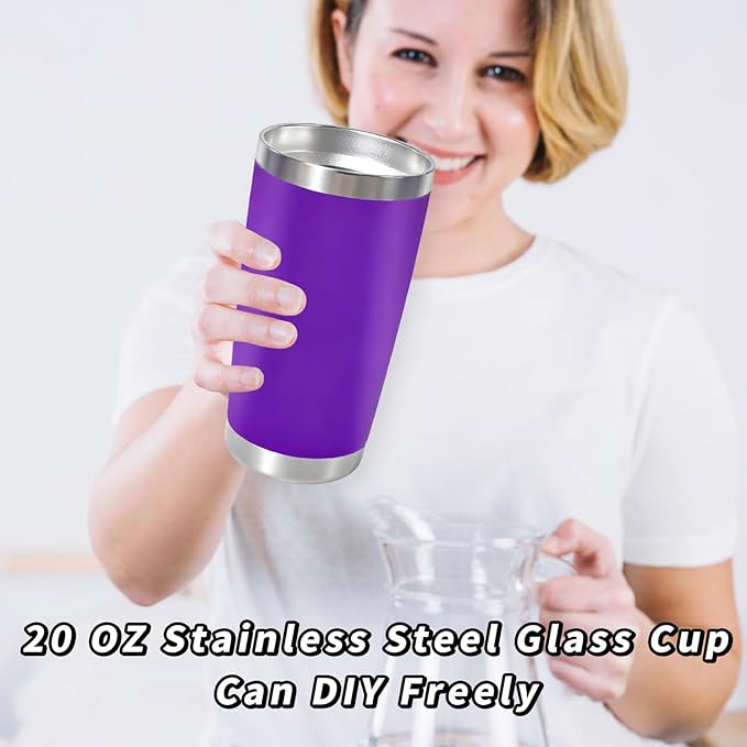 1 Pack 20oz Stainless Steel Tumbler with Lid, Leakproof Double Wall Travel Mug for Hot/Cold Drinks, Home Office Outdoor Party Use, Durable Powder Coated Insulated Cup/Purple - Bloomnest