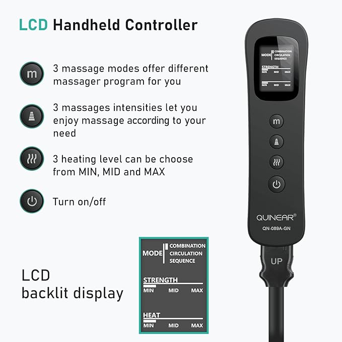 QUINEAR Leg Massager for Circulation and Pain Relief, Heating Leg Compression Massager with 3 Modes, Foot and Calf Massager with 3 Intensities 3 Heats - Gift for Mom and Dad - Bloomnest