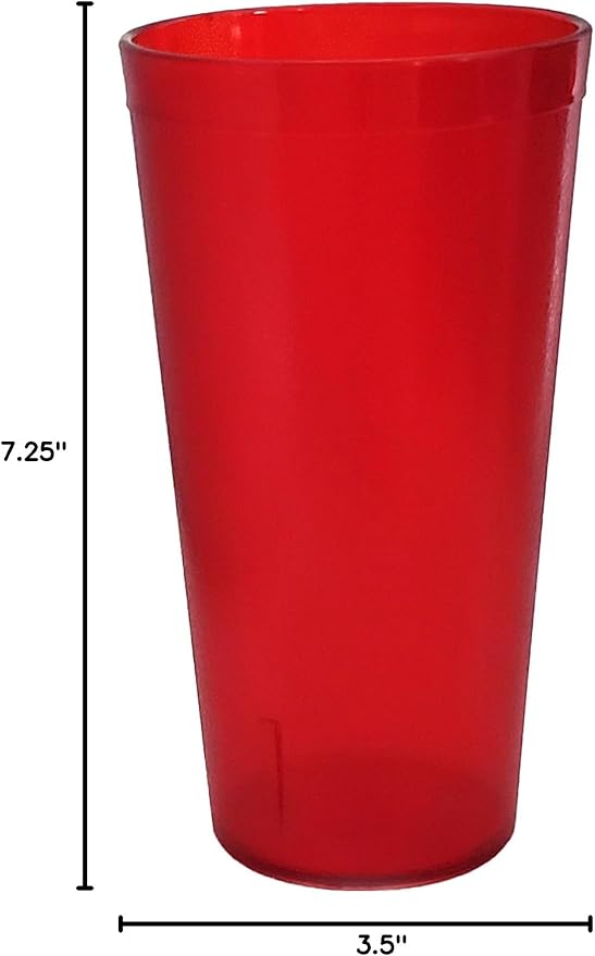 Party Outlaw Lt Red Plastic Cup Tumblers 6 Pc 24oz Lightweight, Heavy Duty Stackable Cafe Style Plastic Glasses. Reusable & Dishwasher Safe Ice Tea & Water Cups - Bloomnest