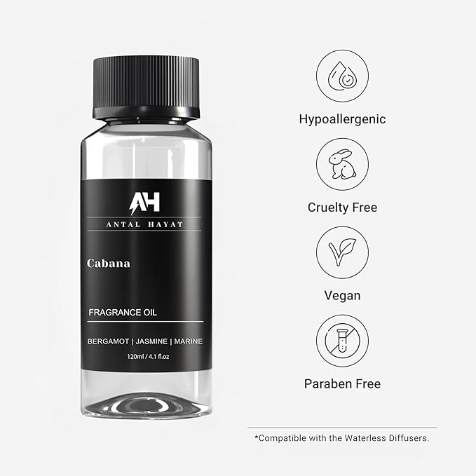 Hotel Scents Diffuser Oil Cabana - Aromatherapy Fragrance Inspired by Ritz Carlton Diffuser Scent - Luxurious Aromatherapy Oil with Bergamot, Jasmine, Marine - Luxury Home Scents Refill - 120mL - Bloomnest