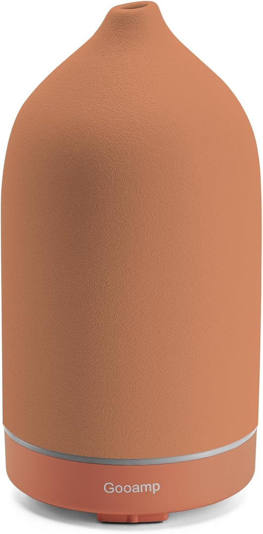 200ML Ceramic Essential Oil Diffuser - Ultrasonic Aromatherapy & Humidifier with 7-Color LED Lights, Auto Shut-Off, Brown, 1H/3H/6H Timer | Scent for Home,Office,Yoga - Bloomnest
