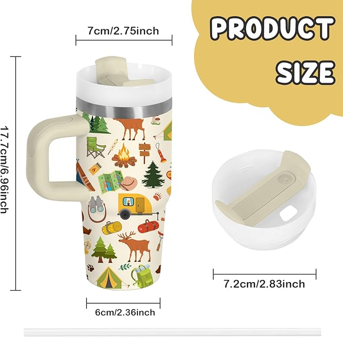 Camping Tumbler 14oz With Handle, Travel Coffee Mug Tumbler For Campers Lovers, Stainless Steel Tumblers, Resents For Him Or Her, Christmas, Birthday - Bloomnest