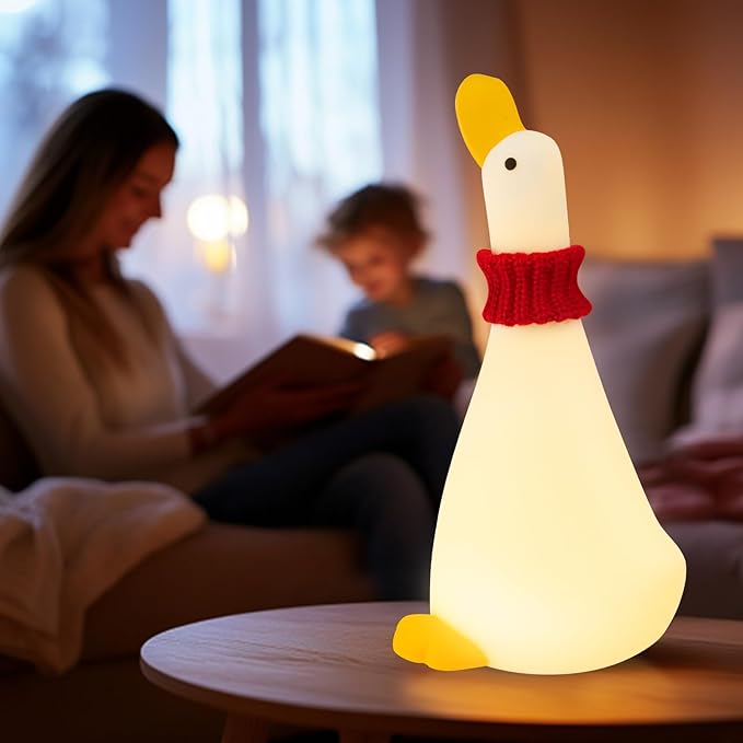 Duck Night Light Silicone Cute Dorm Bedroom Home Decor Night Light for Breastfeeding Squishy Duck Nightlight Cordless Rechargeable Dimmable Touch Fun Bedside Desk Lamp for Christmas Gifts (Dream Duck) - Bloomnest