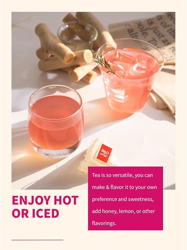 TeeLux Lemon Ginger Hibiscus Tea, Refreshing Lemongrass With Spicy Ginger, Tart Hibiscus, Sweet Licorice, Caffeine Free, 50 Count - Bloomnest