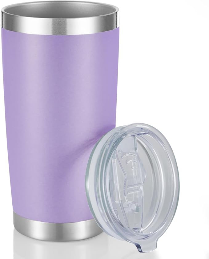 20 oz Tumbler Stainless Steel Tumblers with Lid Double Wall Vacuum Insulated Coffee Mug 20oz Powder Coated Cup for Hot and Cold Drinks, Purple, 1 pack - Bloomnest