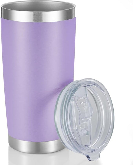 20 oz Tumbler Stainless Steel Tumblers with Lid Double Wall Vacuum Insulated Coffee Mug 20oz Powder Coated Cup for Hot and Cold Drinks, Purple, 1 pack - Bloomnest