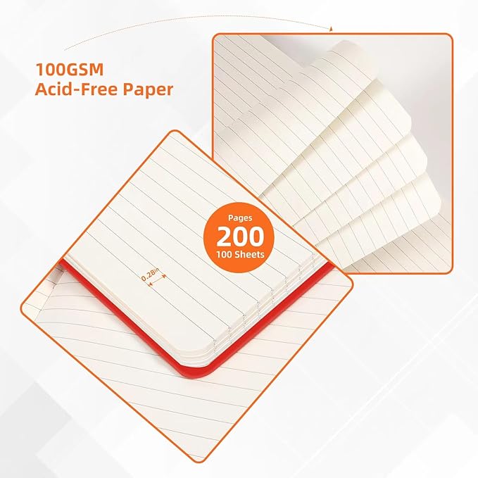 BOSSAND College Ruled Notebooks, 6 Pack A5 Lined Journal Notebooks, 200 Pages 100 GSM Thick Paper, Hardcover, 8.25 inches x 5.75 inches, Red - Bloomnest