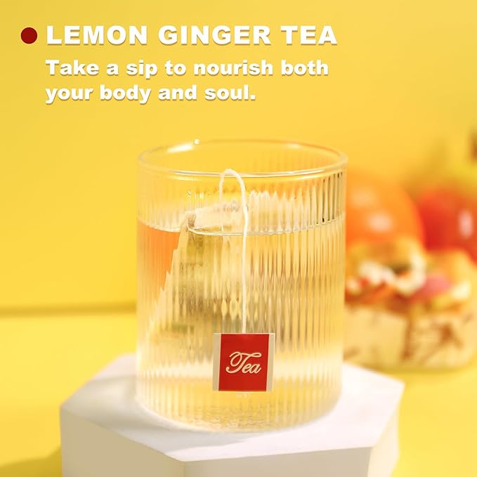 TEARELAE - Lemon Ginger Tea Bags, 70 Count - Natural & Pure Herbal Tea with Ginger Root, Lemon, Lemongrass - Non-GMO - Caffeine-free - Support Healthy Digestion - Bloomnest