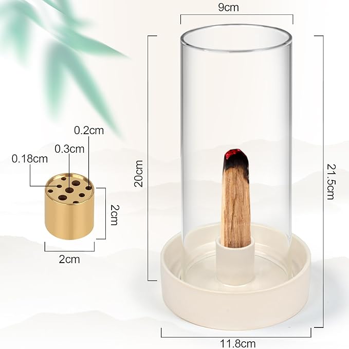 Versatile Incense Burner Holder - Ideal for Incense Sticks, Palo Santo, Sage & More! Elegant Design with Removable Glass Cover to Prevent Ash Fallout - Bloomnest