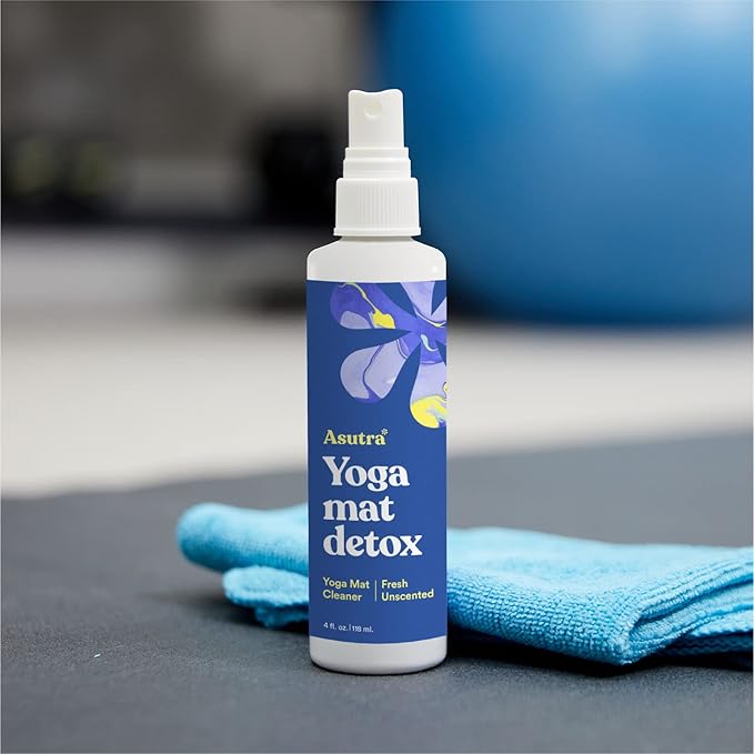 ASUTRA Yoga Mat Cleaner Spray (Fresh & Unscented), 4 fl oz - No Slippery Residue, Deep-Cleansing for Fitness Gear & Gym Equipment, Microfiber Towel Included - Bloomnest