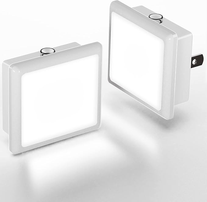 L LOHAS LED Night Lights Plug into Wall 2-Pack, 0.3W Plug in Night Light, Dusk to Dawn, 5000K Daylight White Bright Nightlight Auto-On/Off for Adults Kids Room Bedroom Bathroom Hallway Kitchen Non-Dim - Bloomnest