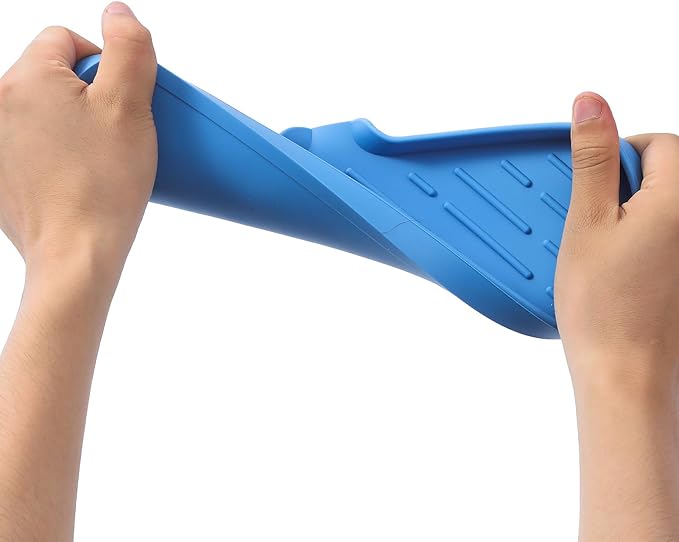 Silicone Bathroom Soap Dishes with Drain Spout-Bathroom and Kitchen Sink Organizer,Sponge Holder,Dish Soap Tray,Perfect for Dispenser,Scrubber,Bottle,Cup on Sink or Counter-Lichen Blue 12"×4" - Bloomnest