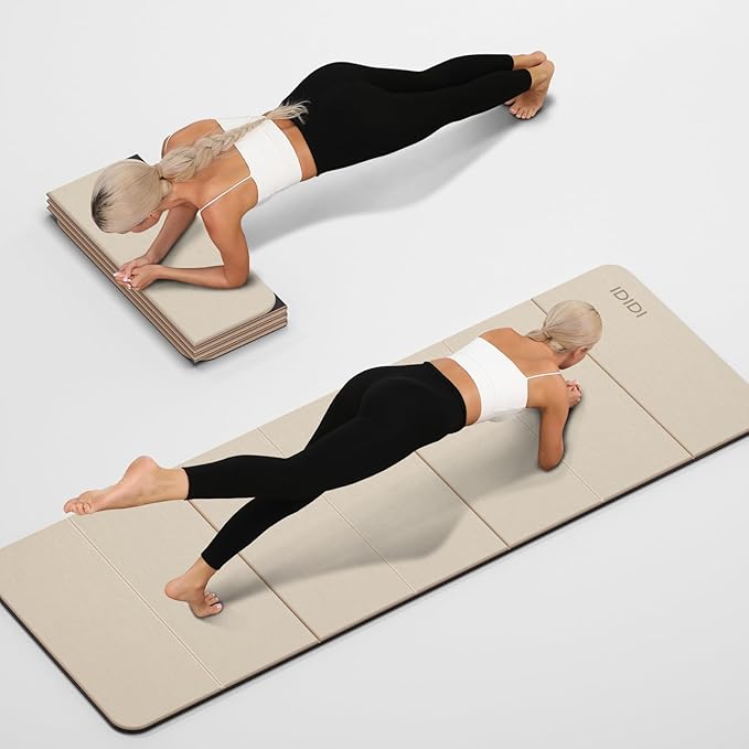 Foldable Yoga Mat Extra Thick 0.32 Inches Eco-Friendly POE Material, Non-Slip Design Fitness Mats, Multi-Purpose Workout Mats For Studio or Home Use (71 x 24 x 0.32 inches） - Bloomnest