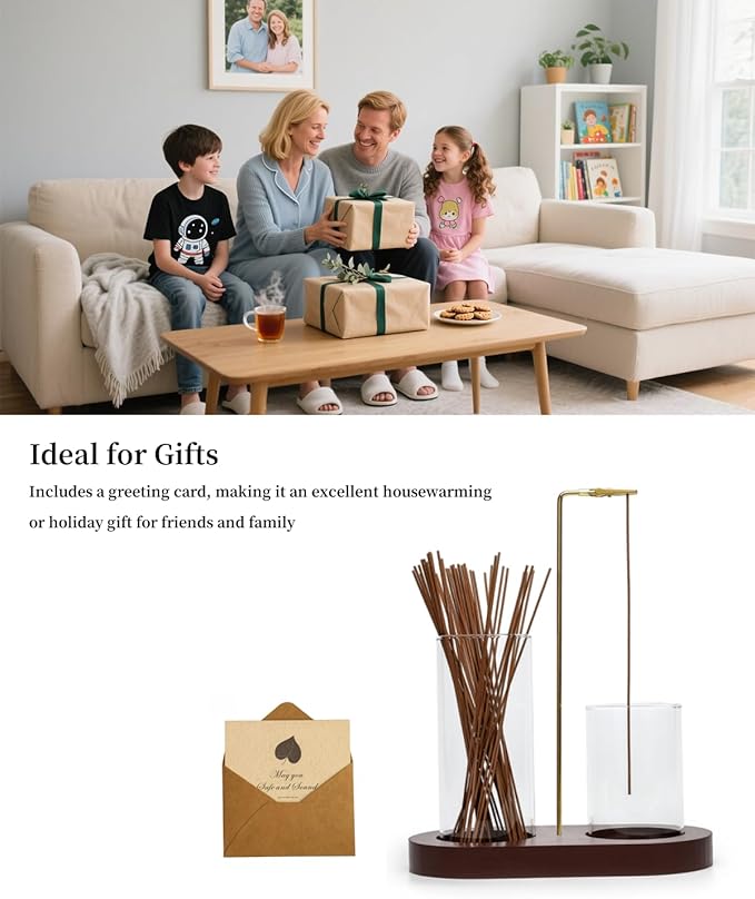 2 in 1 Glass Incense Holder for Sticks with 9-Hole Upright Burner, Ash Catcher, Cleaning Brush & Greeting Card, Meditation & Yoga Accessories,Gift for Home Decor (Light Base) - Bloomnest
